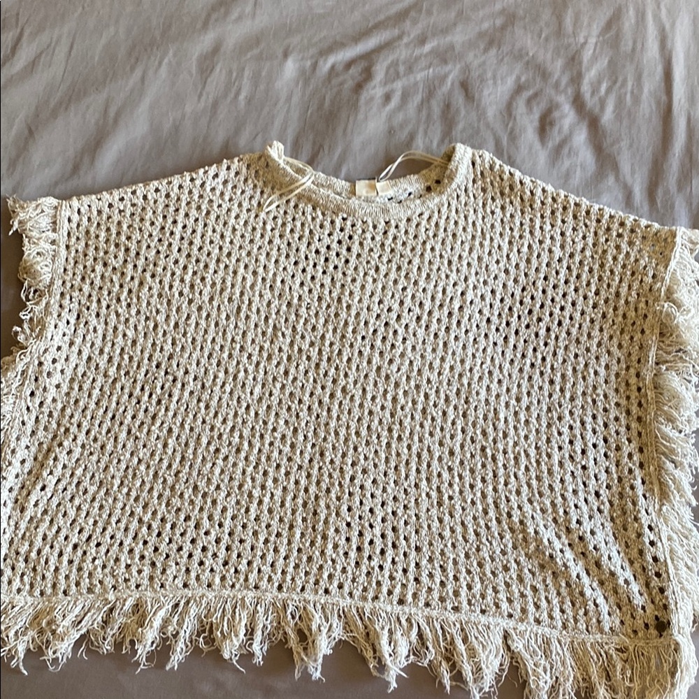 Roxy Cream Fringed Poncho